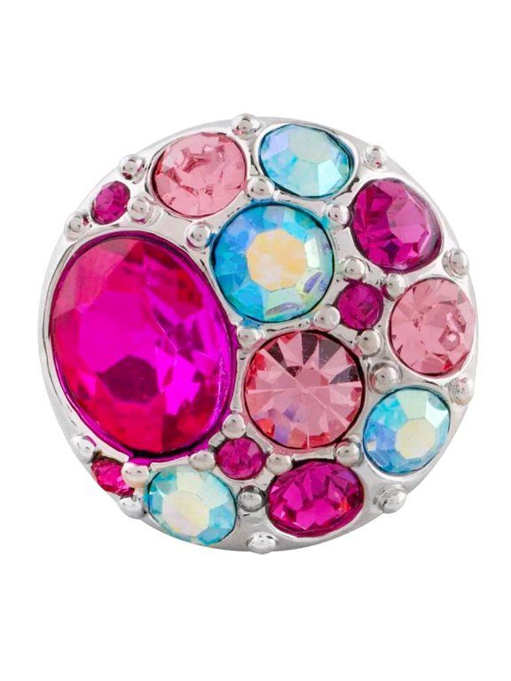 Snap Jewelry 18MM Rhinestone Cluster Ginger Charm in Pink and Blue for Interchangeable Accessories
