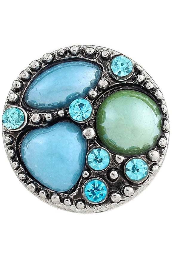 Snap Jewelry 18MM Rhinestone Gem Ginger Charm in Blue and Green
