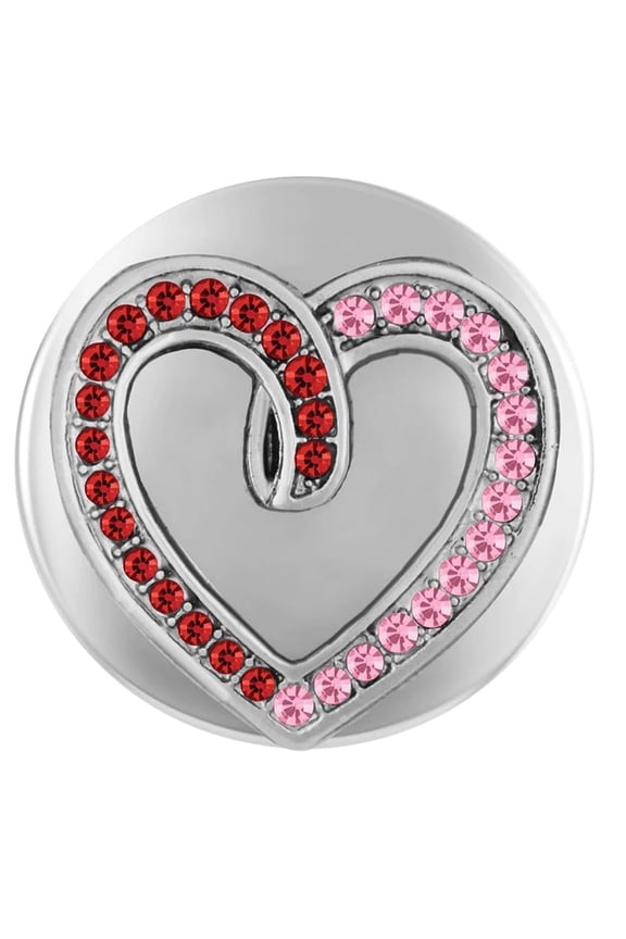 Rhinestone Heart Pink Red Snap Jewelry Ginger Charm Button, For Interchangeable DIY Customizable Accessories