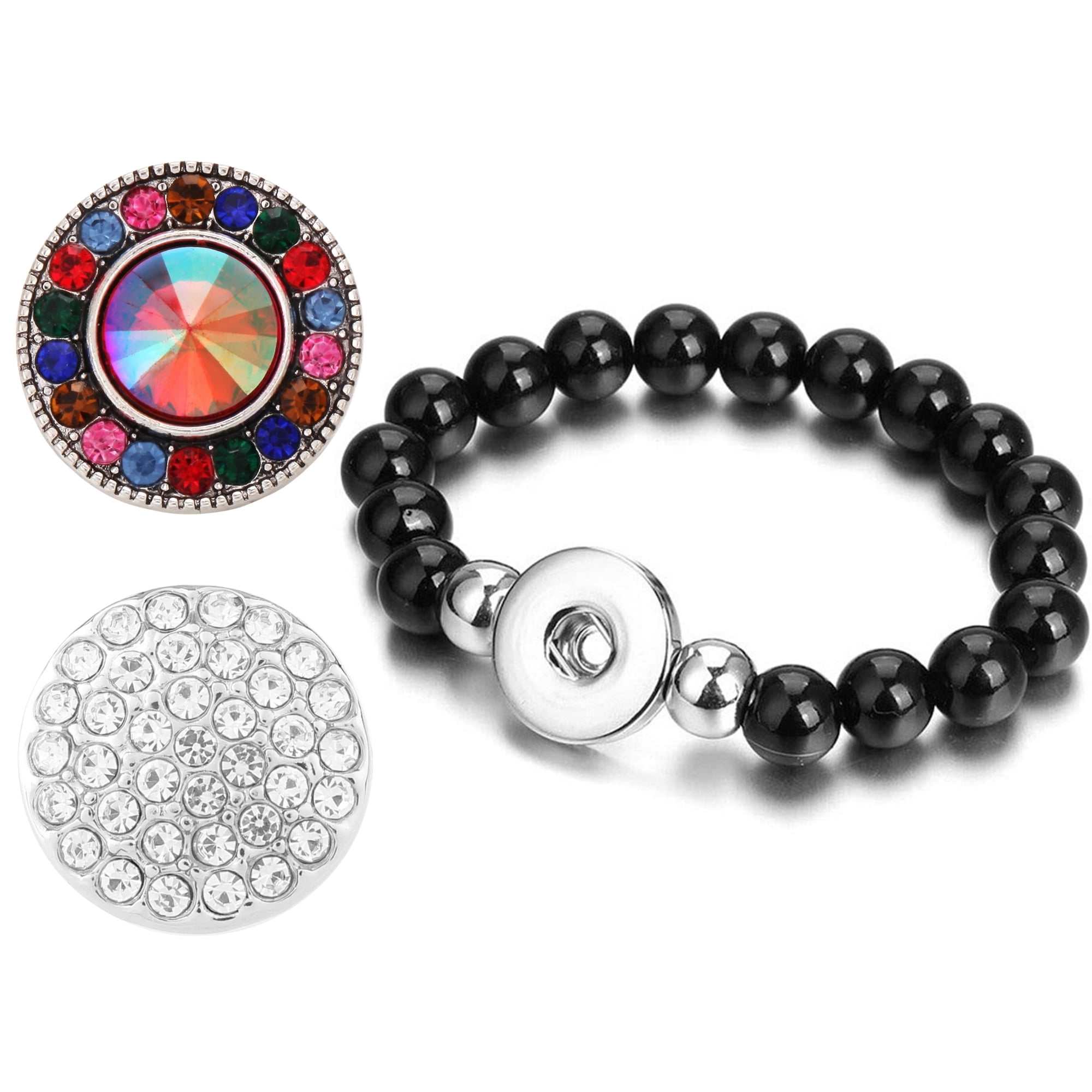 Snap Jewelry Stretch Bracelet - Choose Your Color, Fits 18mm/20mm Custom Charm Buttons, 6.5 Inch