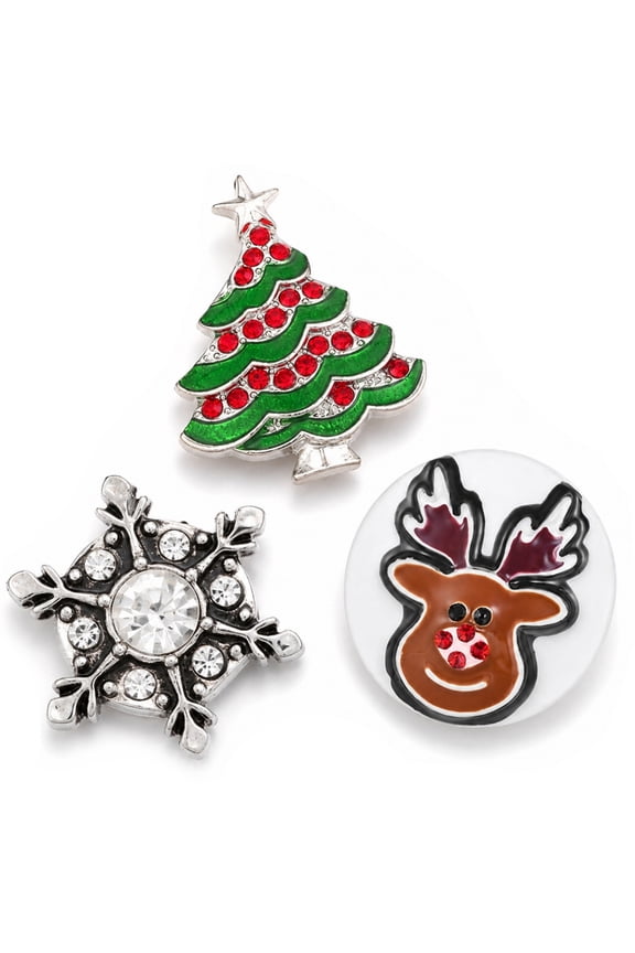 Snap Jewelry 18MM Christmas Ginger Charm Set with Tree, Snowflake, and Reindeer