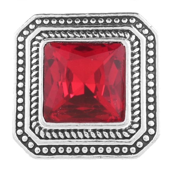 Snap Jewelry Square Mirrored Faceted, Red Ginger Charm 18MM Button, For Interchangeable DIY Customizable Accessories