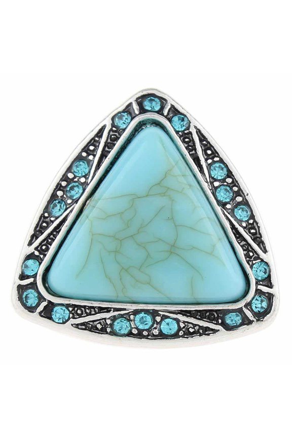Snap Jewelry 18MM Triangle Turquoise Rhinestone Ginger Charm Button