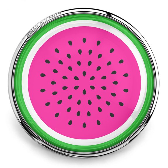 Snap Jewelry 18MM Watermelon Half Ginger Charm Button in Pink and Green