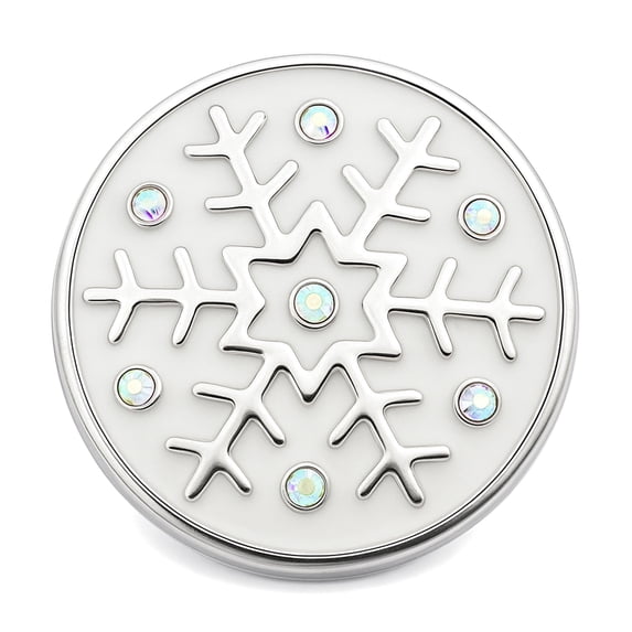 White Snowflake Christmas Crystal Snap Jewelry Ginger Charm Button, For Interchangeable DIY Customizable Accessories