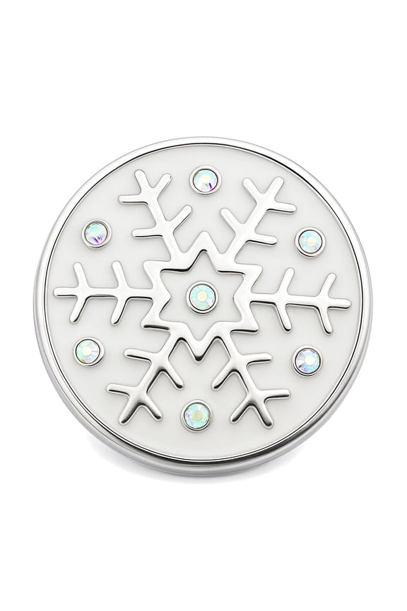 White Snowflake Christmas Crystal Snap Jewelry Ginger Charm Button, For Interchangeable DIY Customizable Accessories