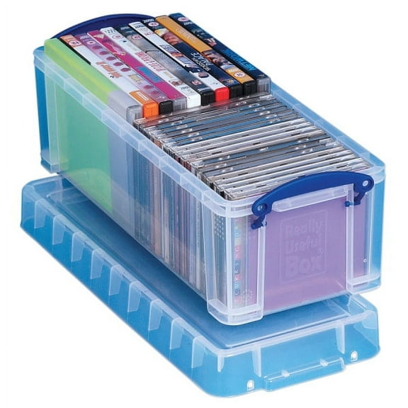 Snap-Lid Cd/dvd Storage Bin, 1.72 Gal, 7.13" X 17.25" X 6.25", Clear/blue | Bundle of 5