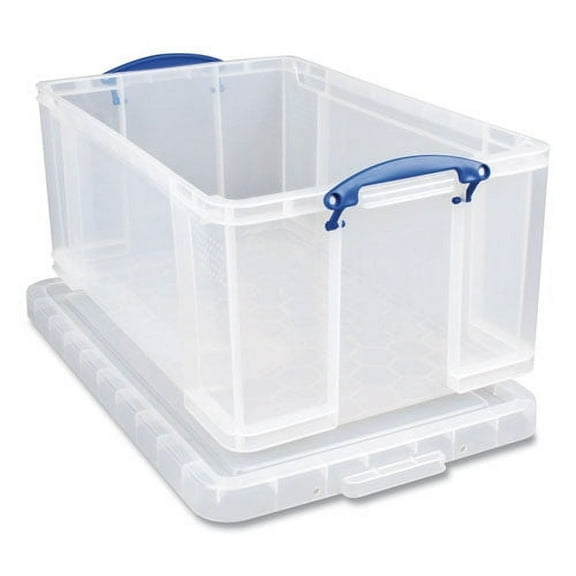Snap-Lid Storage Bin, 16.9 Gal, 17.31" X 28" X 12.25", Clear/blue | Bundle of 2 Each