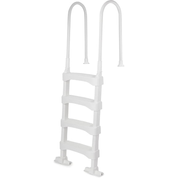 Snap & Lock Pool Ladder, Plastic Step Ladder for Above Ground or In Ground Swimming Pool, or Deck up to 60 Inch Height, White