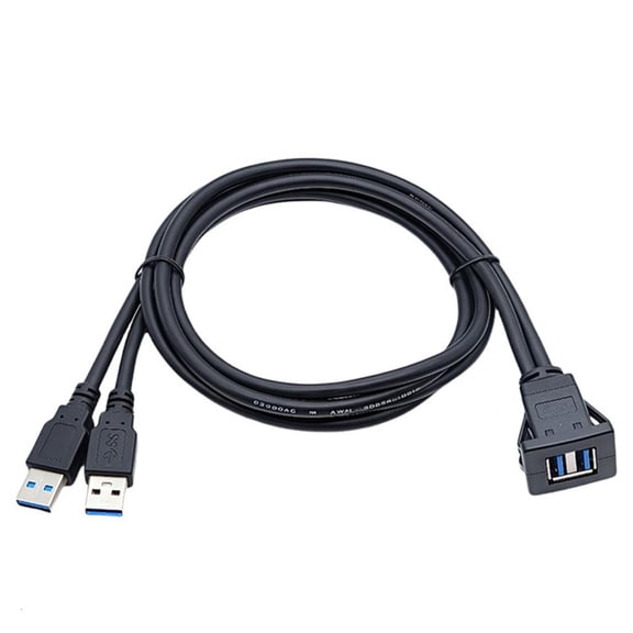 Snap Mount USB3.0 Square Double Port Charging Cable Car Boats Motorcycle Compatible