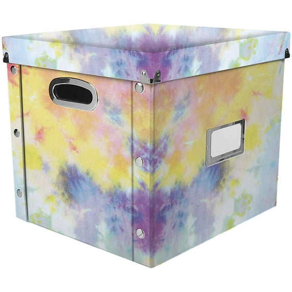 Snap-N-Store Vinyl Record Storage Box - Pack of 1-13.2 x 12.625 x 12.5 Inch LP Holder with Lid for 12-inch Records - Crate Holds up to 75 Vinyl Albums - Tie Dye