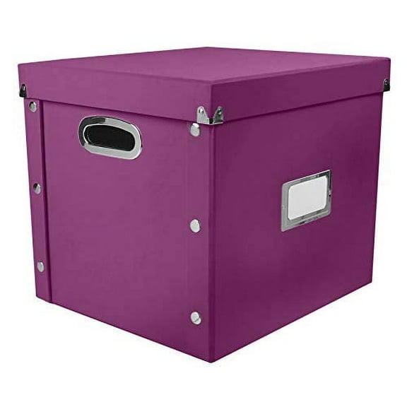 Snap-N-Store Vinyl Record Storage Box - 12" - 1 Pack- Crate Holds up to 75 Vinyl Albums - Berry