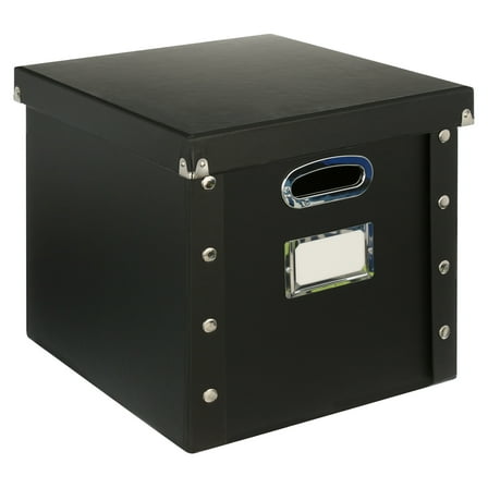 Snap-N-Store Vinyl Records Storage Box, Black, 13 Count Record Guides, Gift Idea for Adults