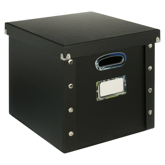 Snap-N-Store Vinyl Records Storage Box, Black, 13 Count Record Guides, Gift Idea for Adults