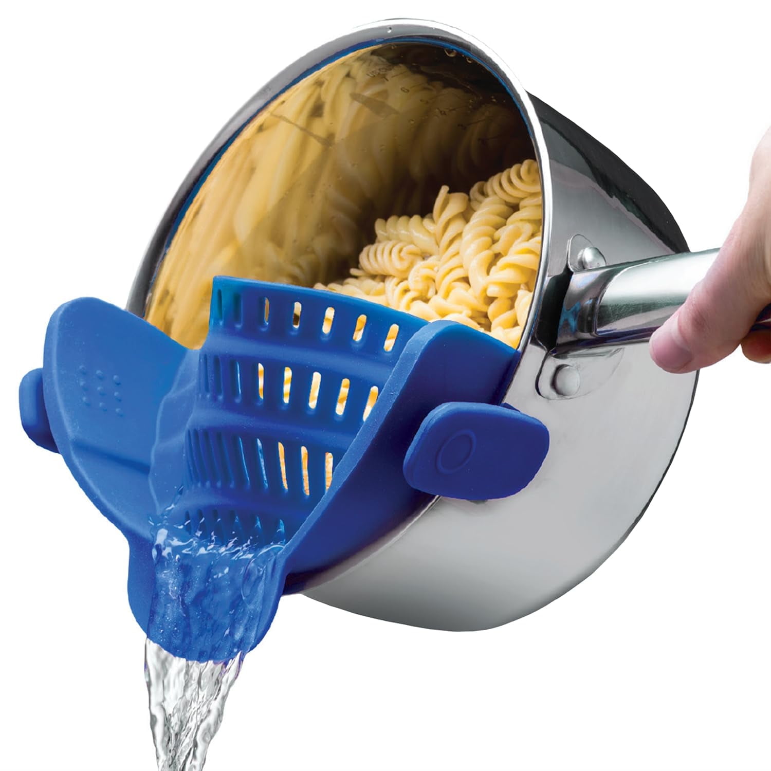 Snap N' Strain - Silicone Clip-On Strainer for Pots, Pans, and Bowls - Heat-Resistant Kitchen Gadgets, Essential Colander Drainer for Vegetables and Pasta - 7.87x2.76x4.53-Inch (Blue) - Walmart.com