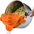 thumbnail image 1 of Snap N' Strain - Silicone Pasta Strainer Clip-On for Pots and Pans - Heat Resistant Colander for Vegetables and Noodles - Kitchen Gadgets for Cooking - Space-Saving Design - Gray, 1 of 12