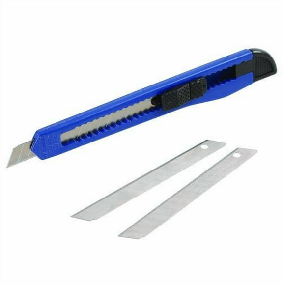 Snap-Off Utility Knife, 9 mm Blade, 5" Plastic Handle, Blue | Bundle of 10