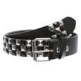 thumbnail image 1 of Snap On 1 1/2" Black & Silver Checkerboard Punk Rock Studded Belt, 1 of 2