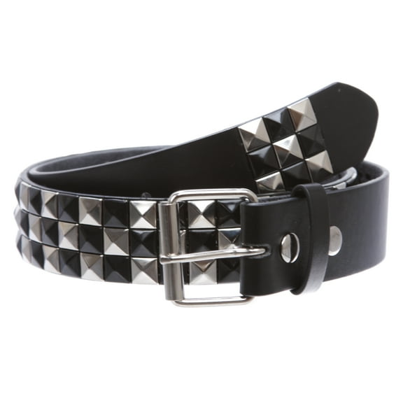 Snap On 1 1/2" Black & Silver Checkerboard Punk Rock Studded Belt