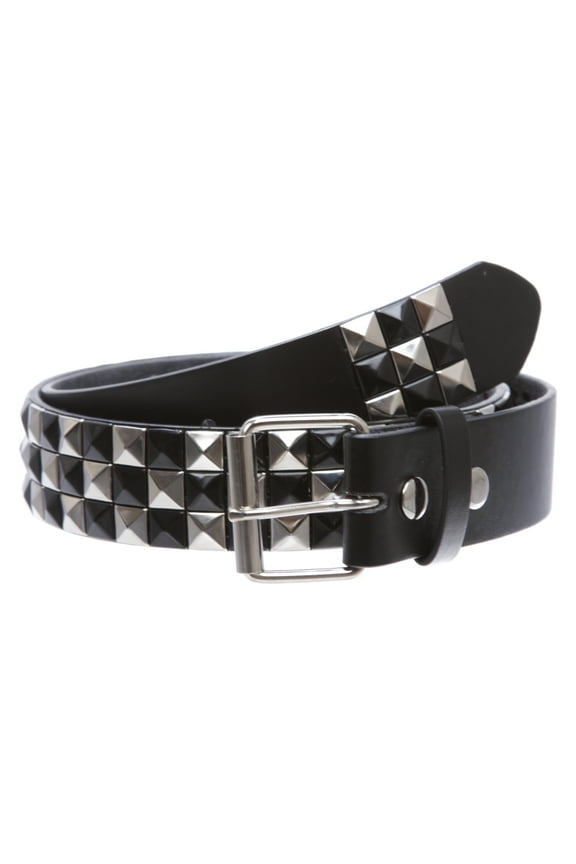 Snap On 1 1/2" Black & Silver Checkerboard Punk Rock Studded Belt