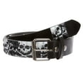 thumbnail image 1 of Snap On 1 1/2" Skull & Cross Bone Printed Punk Rock Studded Belt, 1 of 4