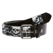Snap On 1 1/2" Skull & Cross Bone Printed Punk Rock Studded Belt