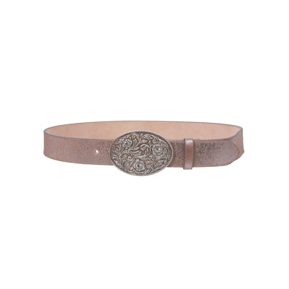 Snap On Crack Print Vintage Retro Leather Belt with Rhinestone Flower Buckle