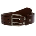 thumbnail image 1 of Snap On Double Prong Two Row Cut-out Holes Perforated Full Grain Leather Jean Belt, 1 of 4