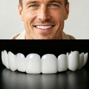 Snap On False Teeth Covers Thermal Forming Comfort Fit White Upper Lower Dental Kit 2 Pack