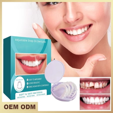 Snap On False Teeth Upper And Lower Dental Veneers Dentures Tooth Cover Set