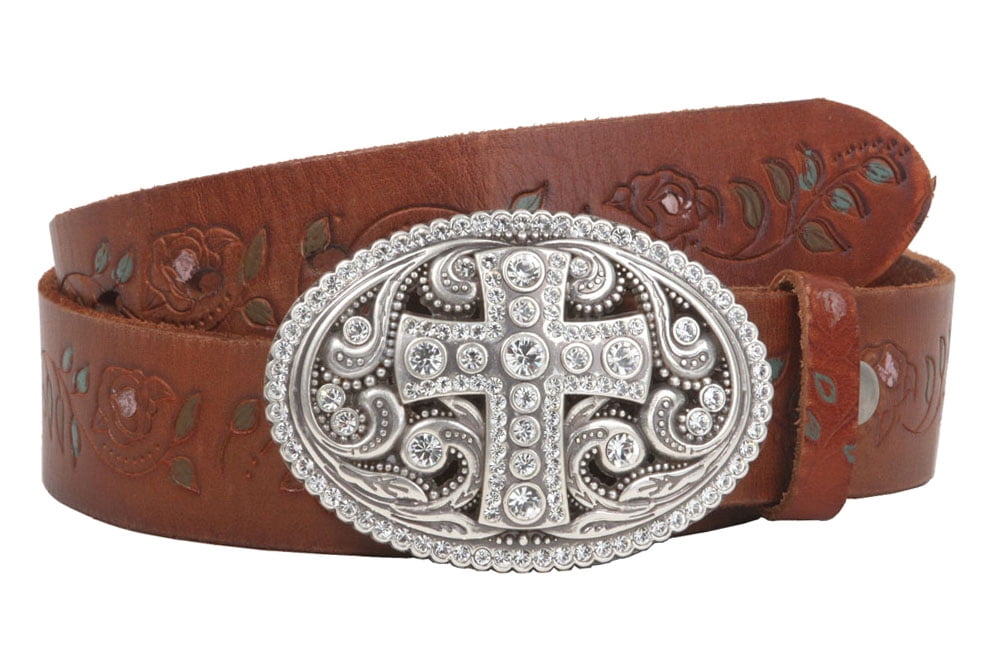 Snap On Floral Tree Embossed Full Grain Leather Rhinestone  display picture 2
