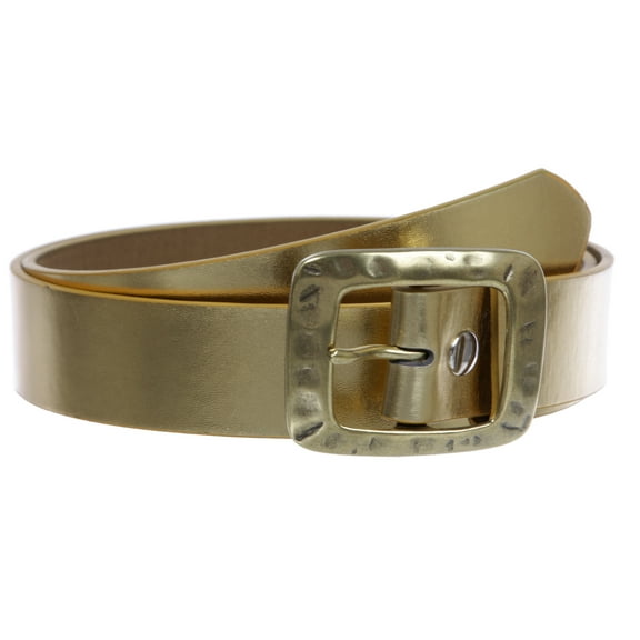 Snap On Hammered Rectangular Casual Belt Multi-Color Options for Men or Women