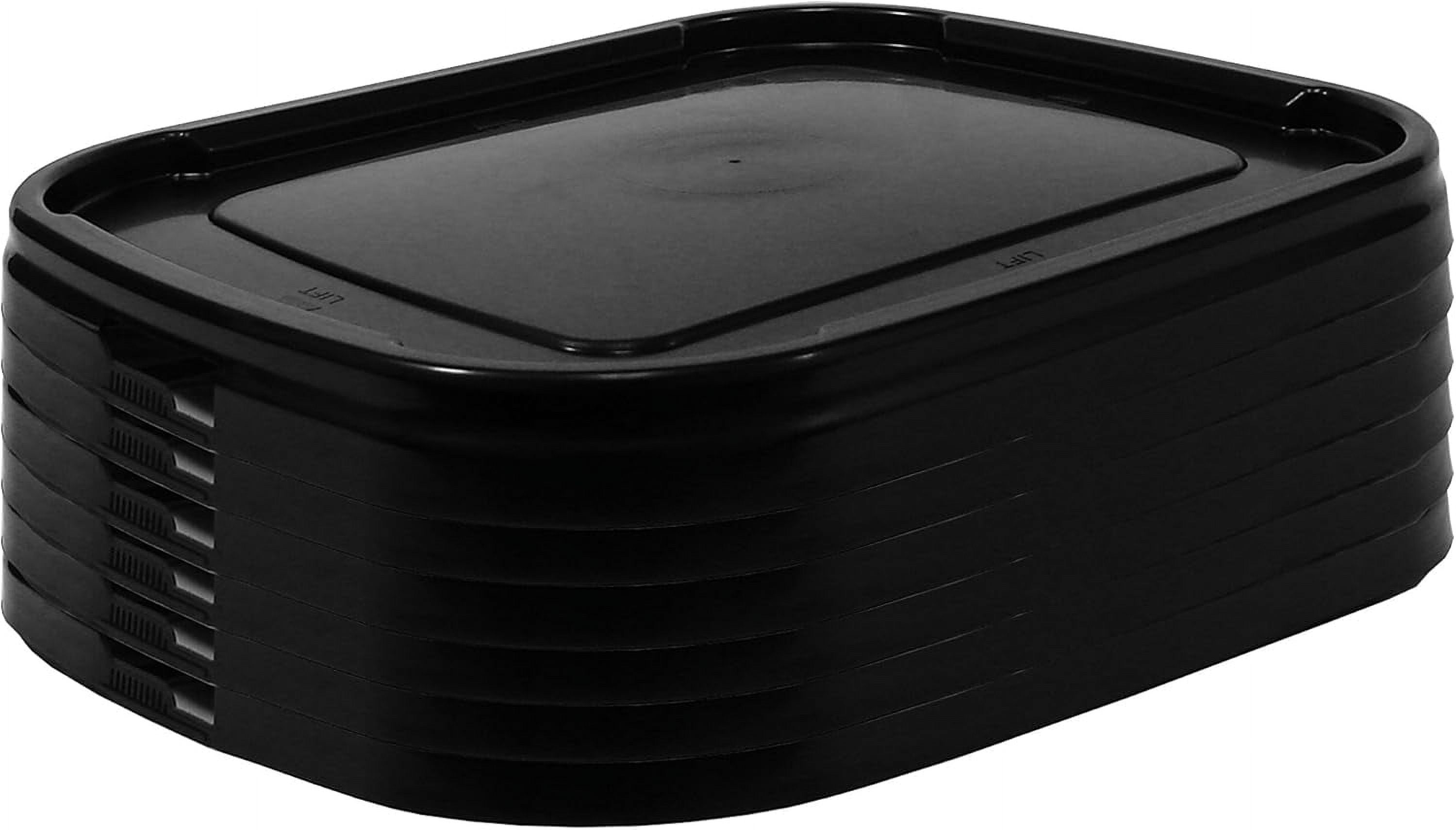 Snap On Lid for 5.3 Gallon Rectangular Bucket, Black, 6Pack