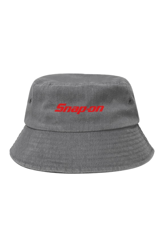 Snap-On Logo Washed Bucket Hat For Men Women Denim Bucket Hat Sun Hat Cowboy Fishing Beach Hat