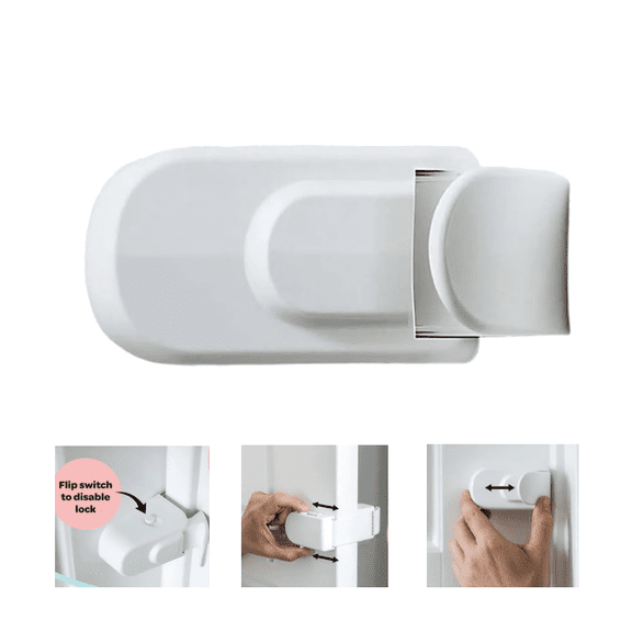 Snap-On Proof Door Lock - No Drill Slide-On Interior Door Safety Latch for Toddlers & Pets