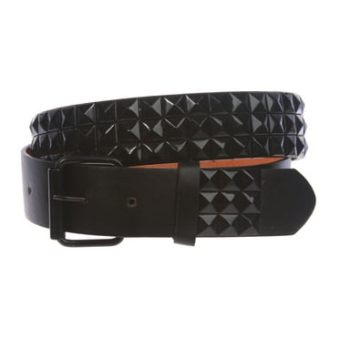 Snap On Punk Rock Star Pyramid Studded Checker Board Leather Belt