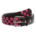 thumbnail image 1 of Snap On Punk Rock Star Pyramid Studded Checker Board Leather Belt, 1 of 3