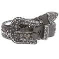 thumbnail image 1 of Snap On Rhinestone and Gun Metal Color Circle Studded Leather Belt, 1 of 3