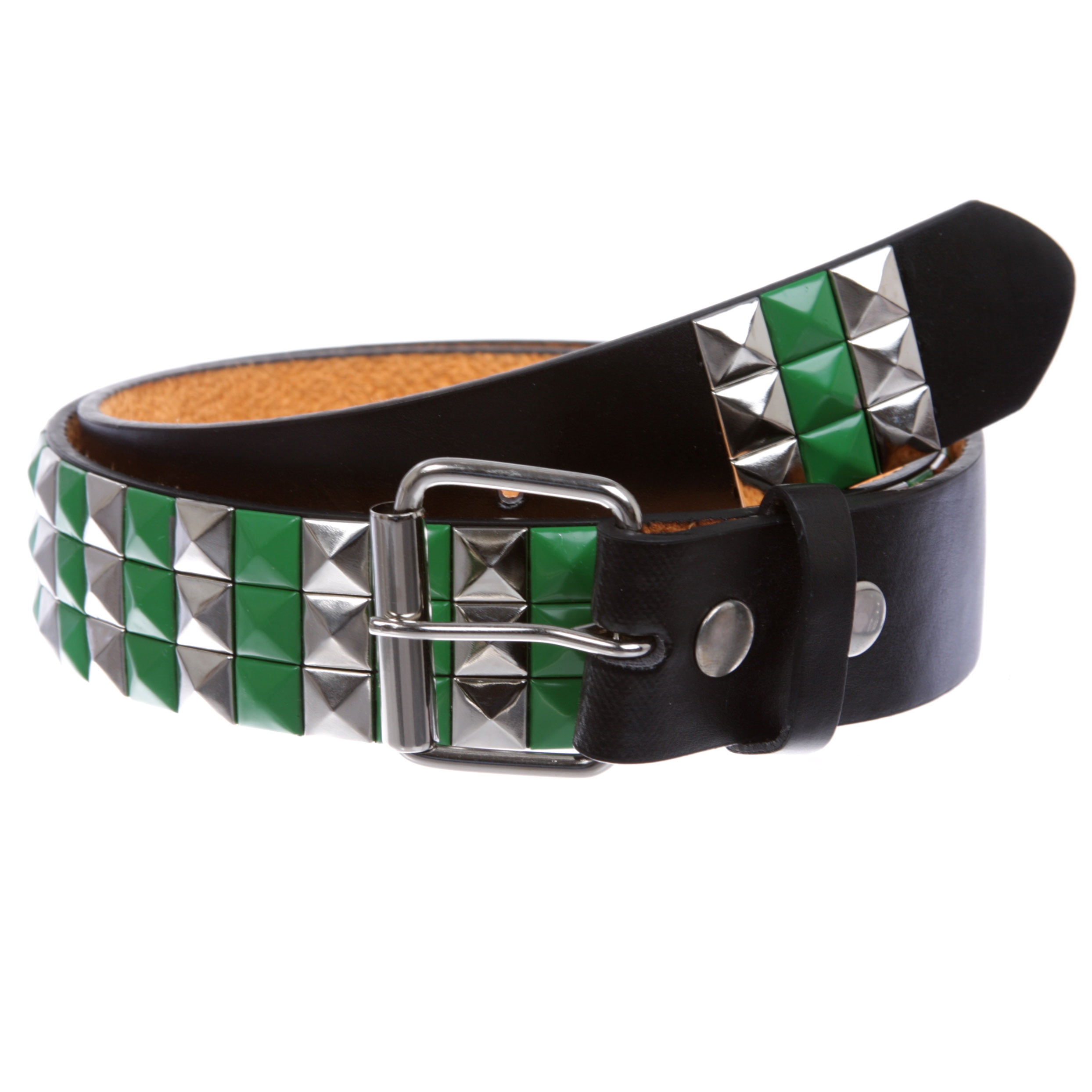 Studded Green Leather Belt Amazon.com: JIARY Mens and Womens Western Studded Black  main image 4