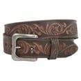 thumbnail image 1 of Snap On Soft Hand Floral Embossed Vintage Cowhide Full Grain Leather Casual Belt, 1 of 4