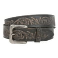 thumbnail image 1 of Snap On Soft Hand Floral Embossed Vintage Cowhide Full Grain Leather Casual Belt, 1 of 4
