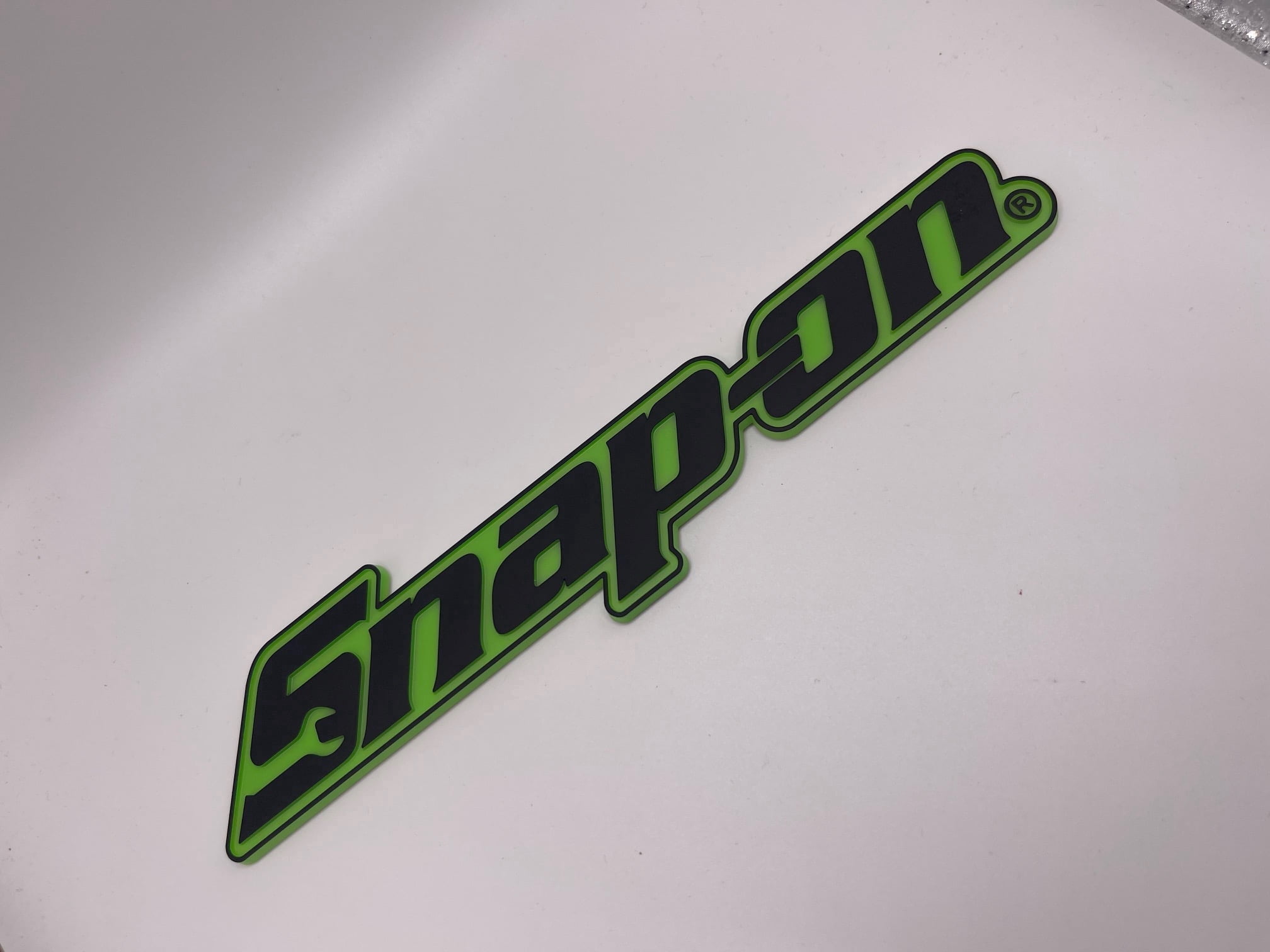 Snap On Tool Box Logo Emblem Badge Decal Matte Black with Green