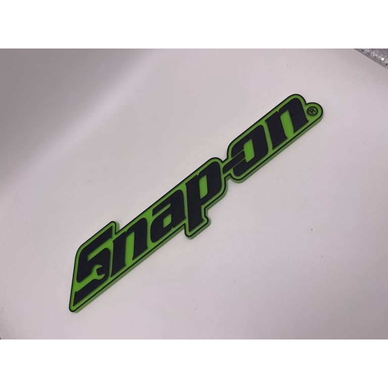 Snap On Tool Box Logo Emblem Badge Decal Matte Black with Green