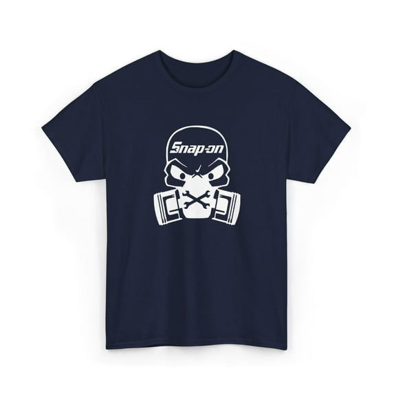 Snap On Tool Skull Black White Workwear Merch Inspired Design Cotton Tee - Navy / S