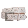 thumbnail image 1 of Snap On Vintage Cowhide Full Grain Leather Floral Rivet Perforated Casual Belt, 1 of 4