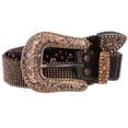 thumbnail image 1 of Snap On Western Cowgirl Alligator Rhinestone Strip Leather Belt, 1 of 2