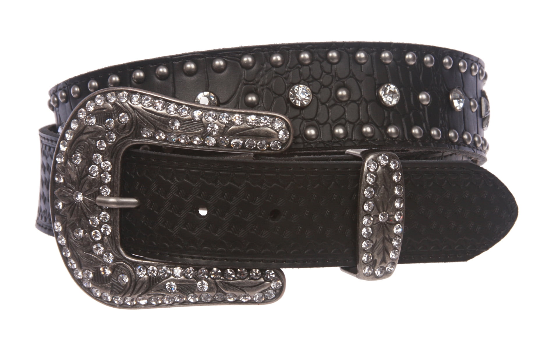 Snap On Western Faux Crocodile Embossed Cross Rhinestone  display picture 3