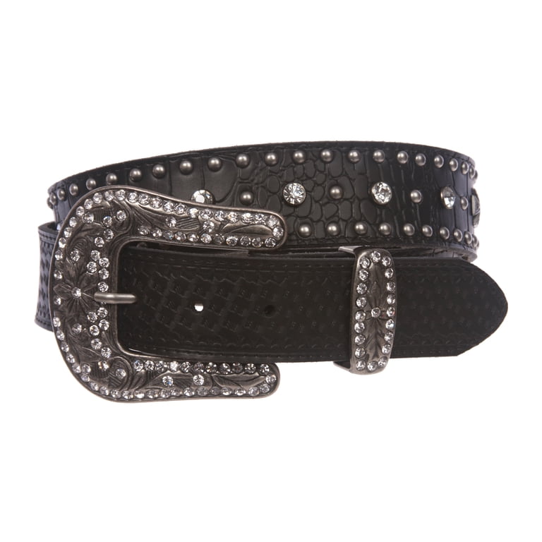 Snap On Western Faux Crocodile Embossed Cross Rhinestone  display picture 1