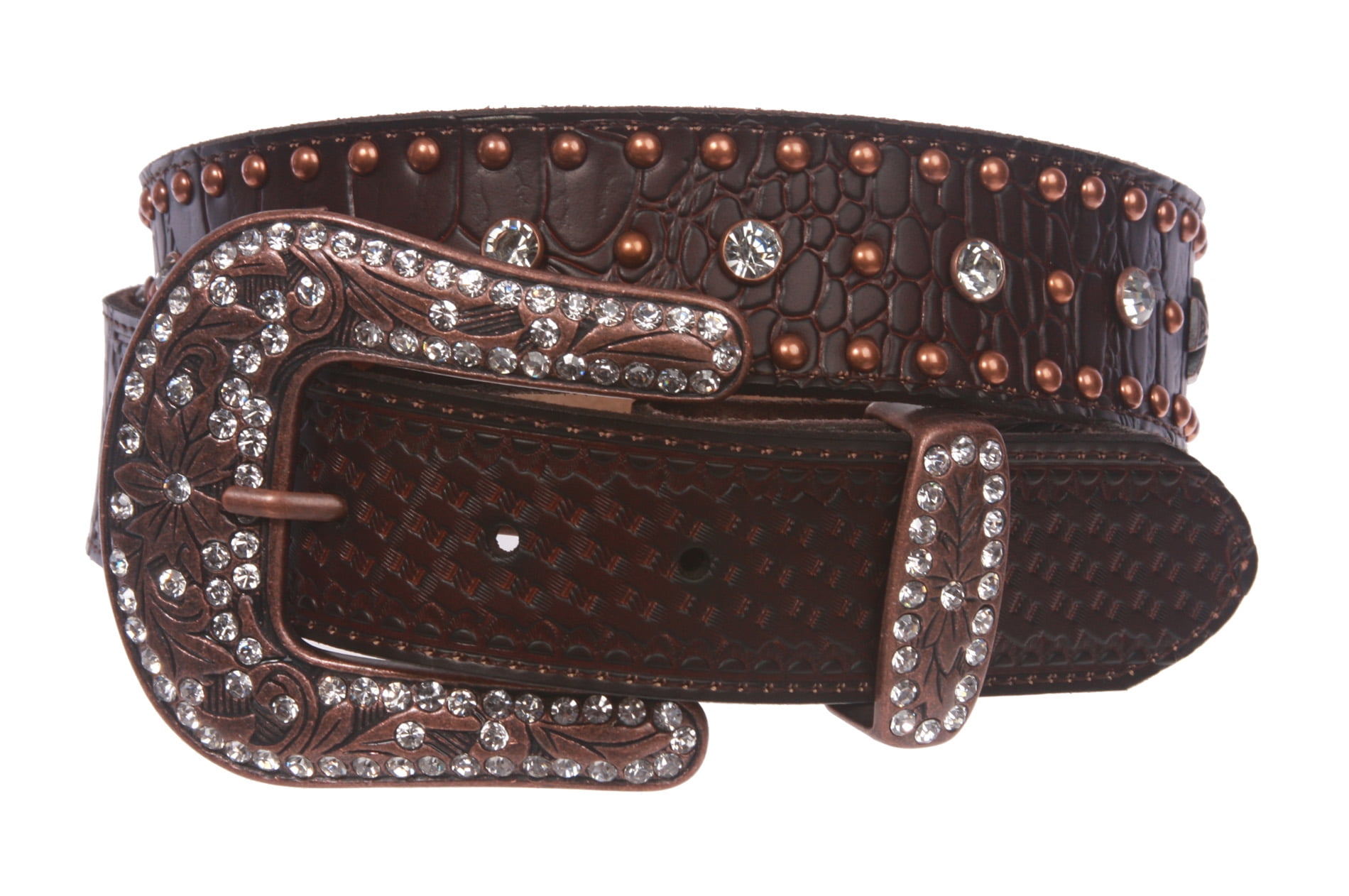 Snap On Western Faux Crocodile Embossed Cross Rhinestone  display picture 1