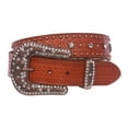 thumbnail image 1 of Snap On Western Faux Crocodile Embossed Cross Rhinestone Studded Leather Belt, 1 of 3